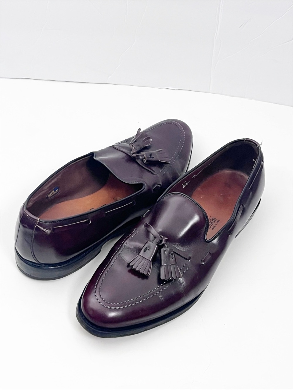 ALLEN EDMONDS Grayson Burgundy Leather Slip On Tassel Loafers Size 11 Preppy